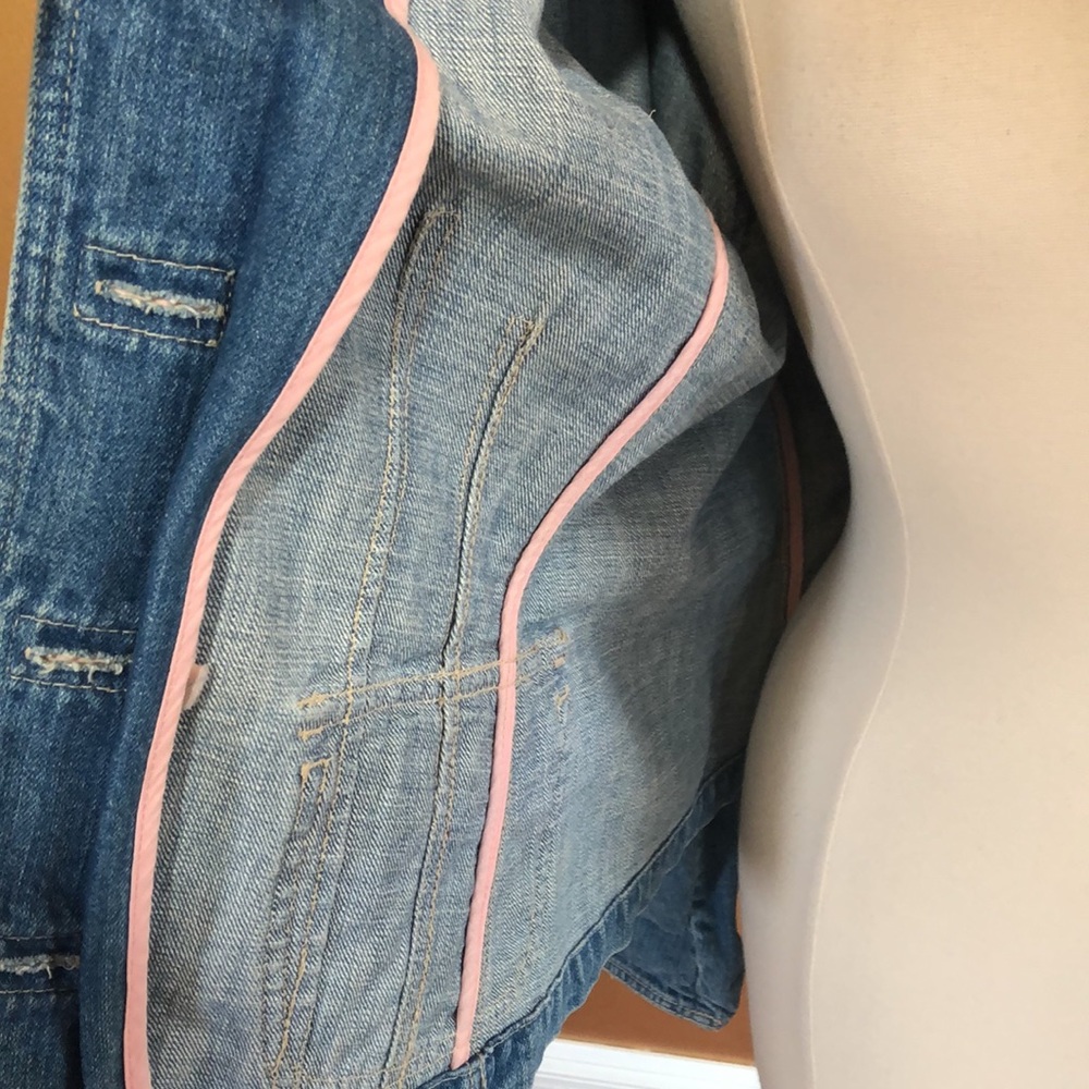 Venezia Blue Denim jacket with pink trim, buttons & pockets 100%Cotton Size14/16 - Picture 14 of 16